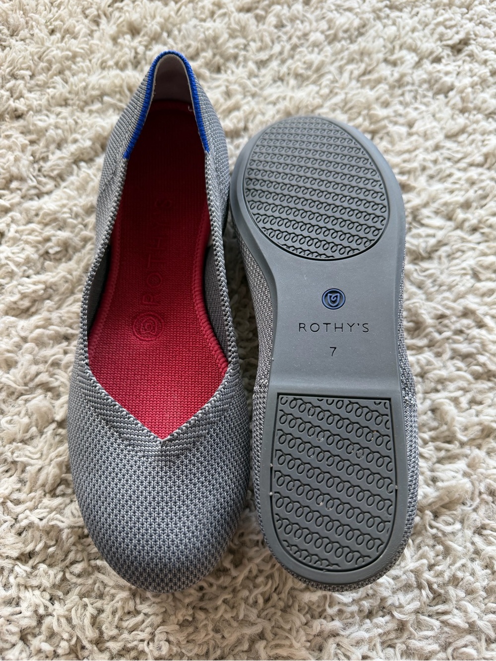 Rothy's Gray Knit Ballet Flats with Red Insole - Picture 3 of 3